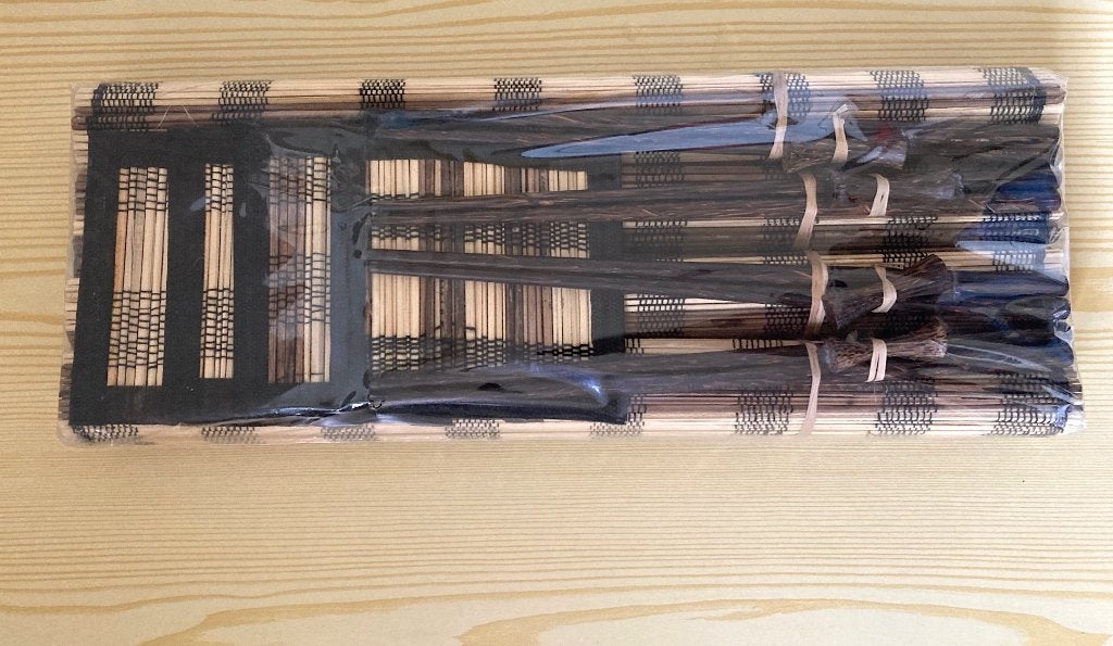 Set van 4 placemats, eetstokjes en onderzetters voor glazen, Ophalen, Zwart, Nieuw, Overige materialen