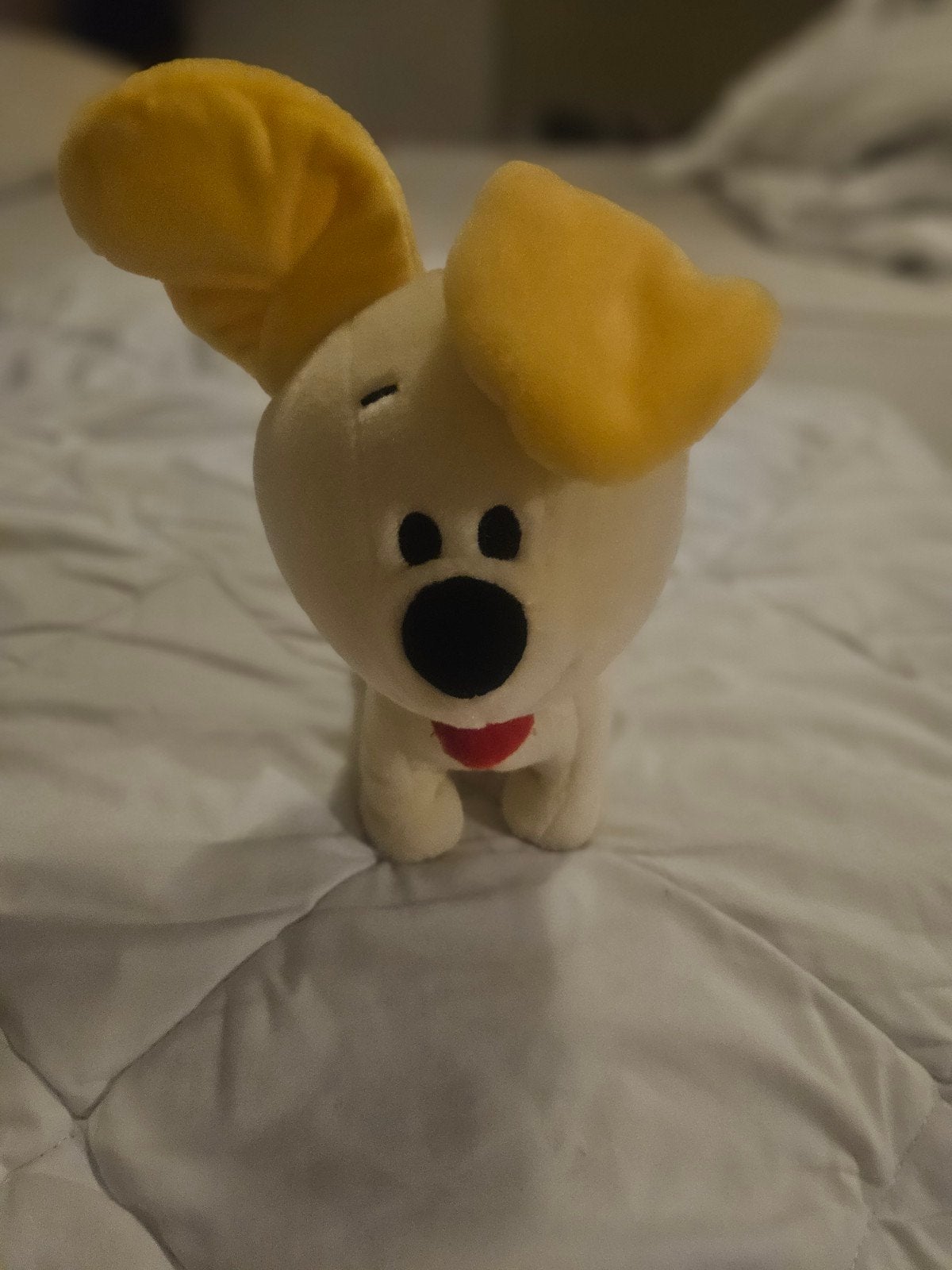 Pip knuffel - Schattige gele knuffelhond met roze halsband, Overige merken, Met geluid, Zo goed als nieuw, Klein (minder dan 20 cm)