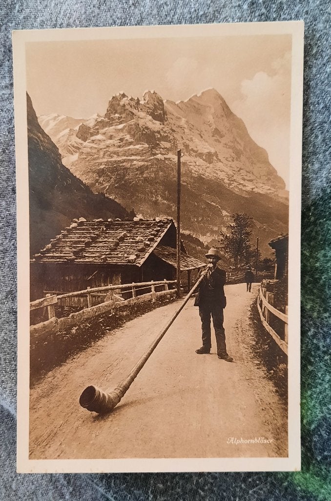 kaart zwitserland - alpenhoornblazer - ongeveer 60er jaren, Verzamelen, Ansichtkaarten | Buitenland, Ophalen of Verzenden, 1940 tot 1960