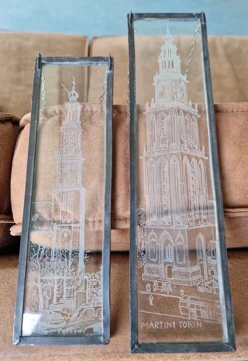 Set van 2 Geëtste Glaspanelen – Martini Toren & Westertoren, Ophalen of Verzenden