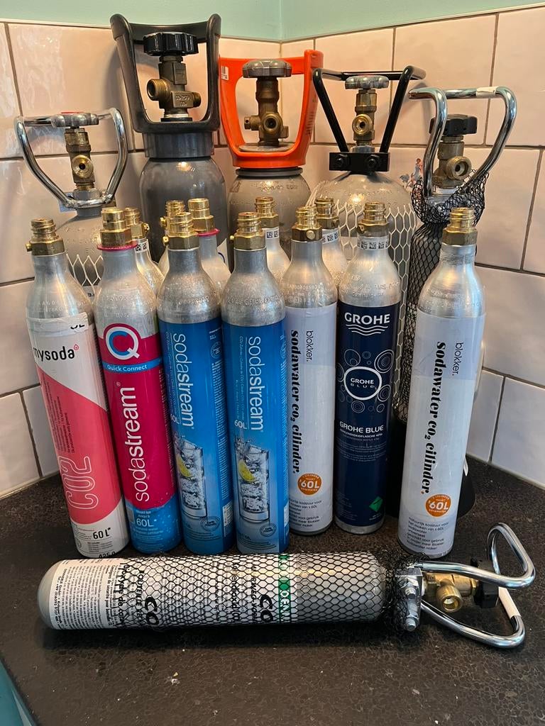 Koolzuur Sodastream Quooker Blokker CO2 flessen vulling, Witgoed en Apparatuur, Bruiswatermachines, Ophalen of Verzenden, Zo goed als nieuw