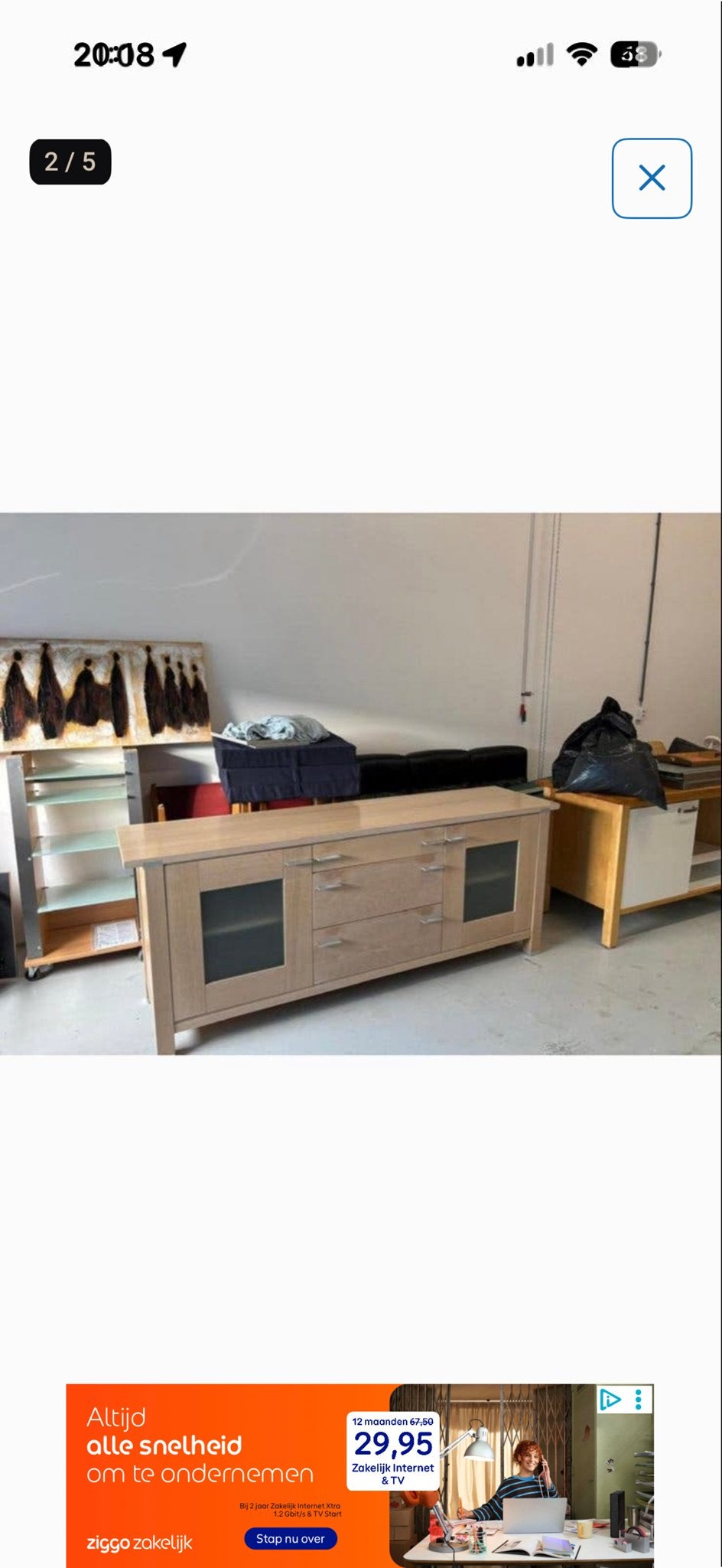 Mooi Hans Daalder dressoir - 216 cm breed, Ophalen, Gebruikt, 200 cm of meer, Met lade(s)