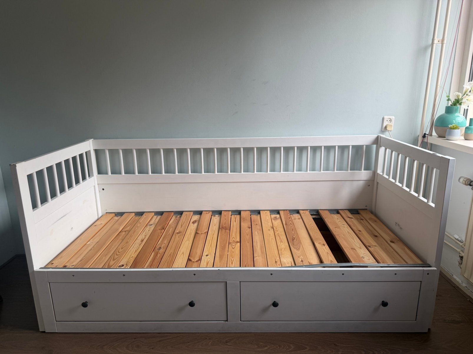 Uitschuifbaar IKEA bed, Ophalen, Eenpersoons, Wit, 80 cm