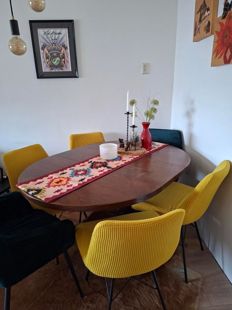 Eettafel. Oval/ Round.  Zonder stoelen., Ophalen, Rechthoekig, 100 tot 150 cm, 50 tot 100 cm