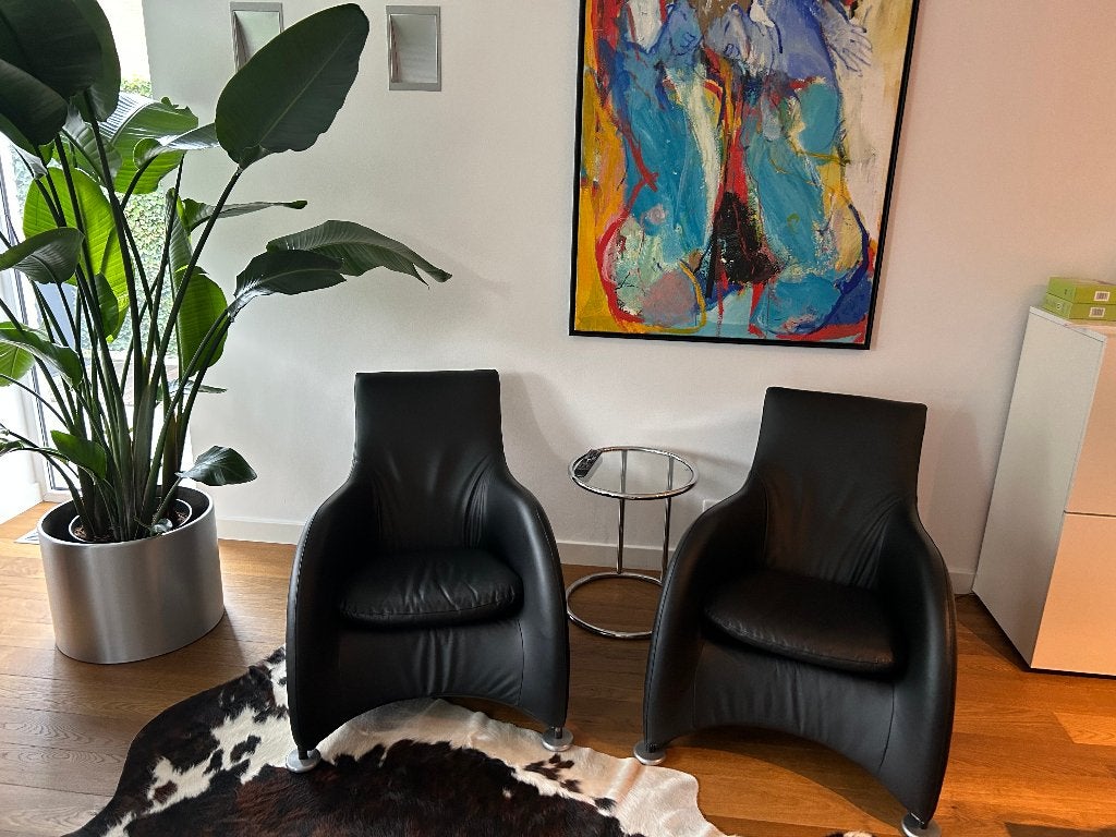 2 Zwarte Montis Lounge Fauteuils € 995,-, Modern en Exclusief, Ophalen of Verzenden, Zo goed als nieuw, 50 tot 75 cm