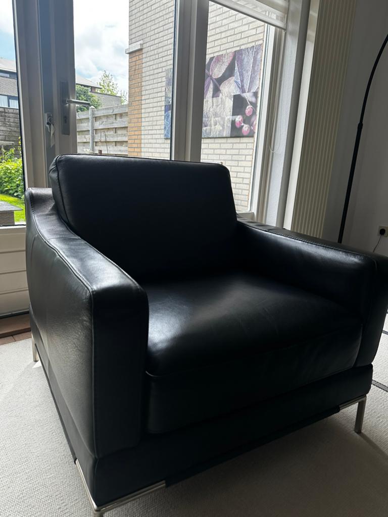 2 lederen natuzzi fauteuil, Ophalen, Design, Zo goed als nieuw, 75 tot 100 cm