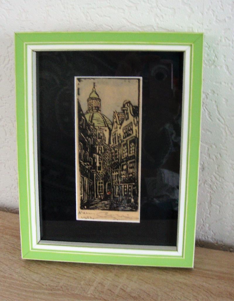 Jan Schrijvers / Amsterdam Koepelkerk - nieuw ingelijst, Antiek en Kunst, Kunst | Etsen en Gravures, Ophalen of Verzenden, Stadsgezicht