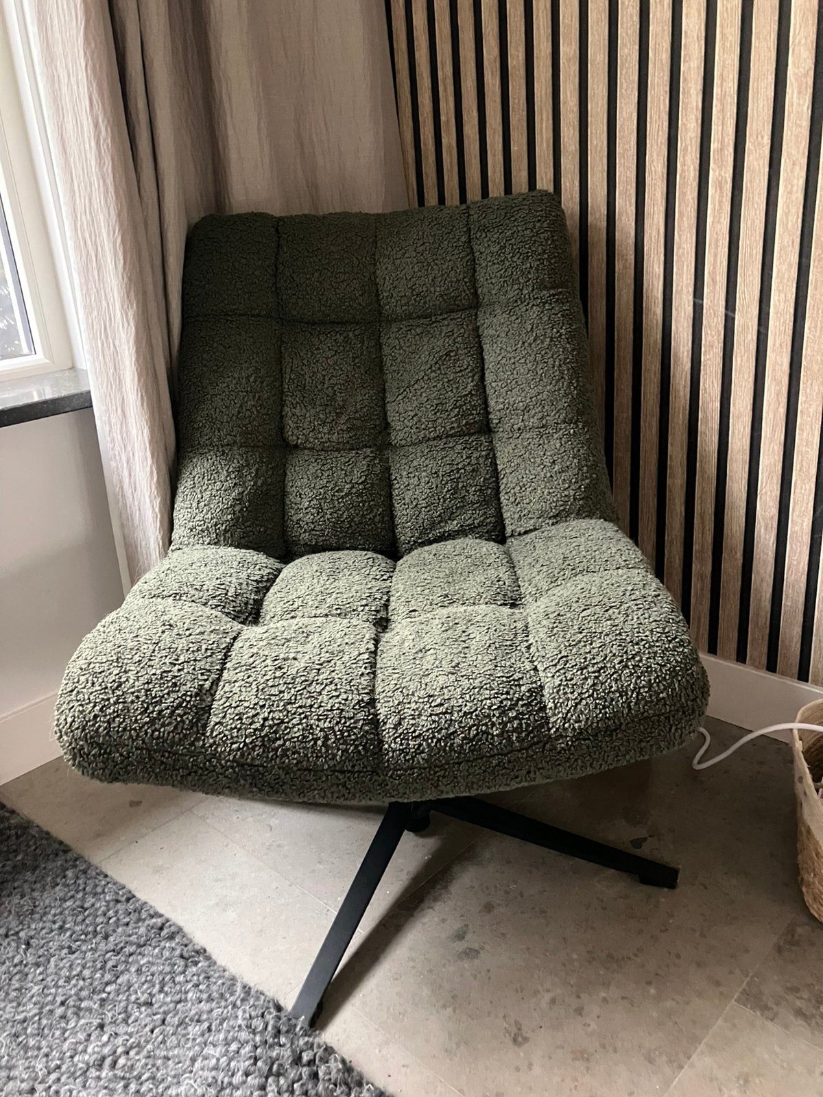 Draaifeuteuil donkergroen, Huis en Inrichting, Ophalen, Minder dan 75 cm, Zo goed als nieuw, Stof