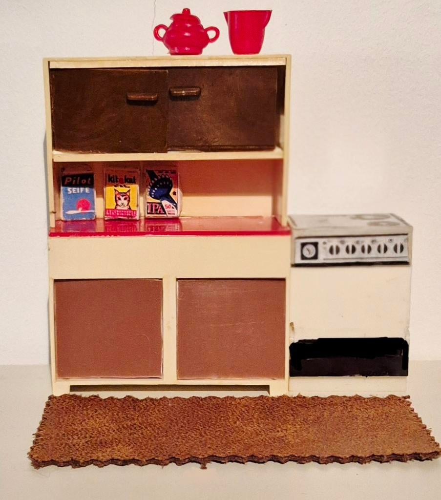 Vintage 1:16 poppenhuis keuken gepimpt Modella retro Lundby, Verzamelen, Poppenhuizen en Toebehoren, Ophalen of Verzenden, Gebruikt