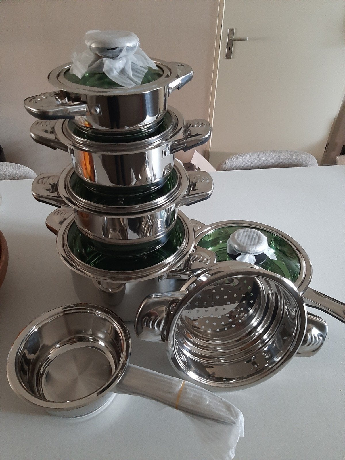 Complete nieuwe pannenset in doos, Ophalen, Nieuw, Rvs, Pannenset