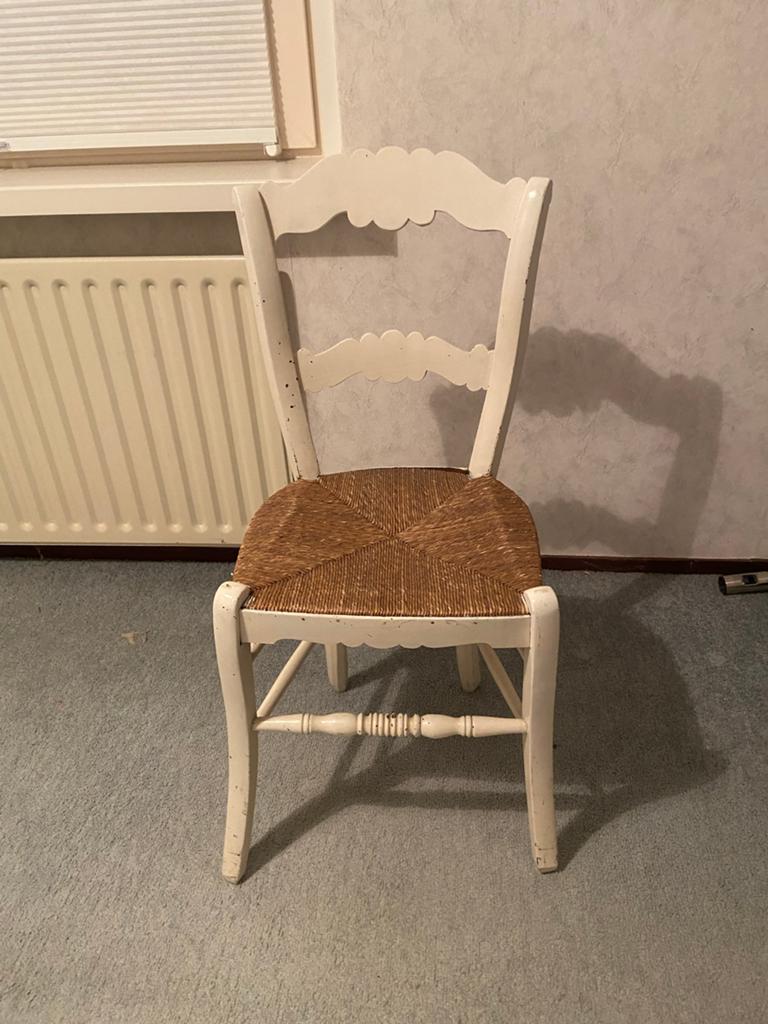 Vintage houten stoel met rieten zitting, Huis en Inrichting, Stoelen, Ophalen, Gebruikt, Overige kleuren, Eén