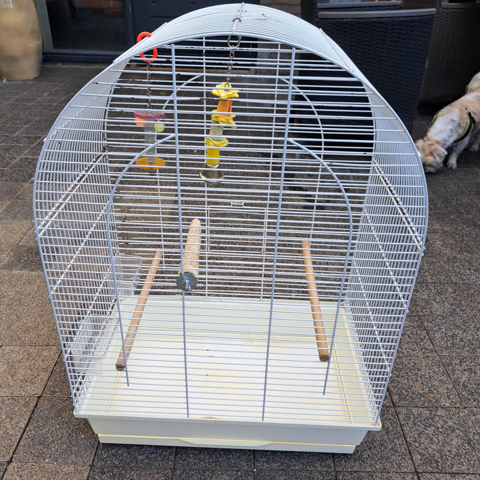 mooie witte vogelkooi, Ophalen, Zo goed als nieuw, Metaal, Vogelkooi