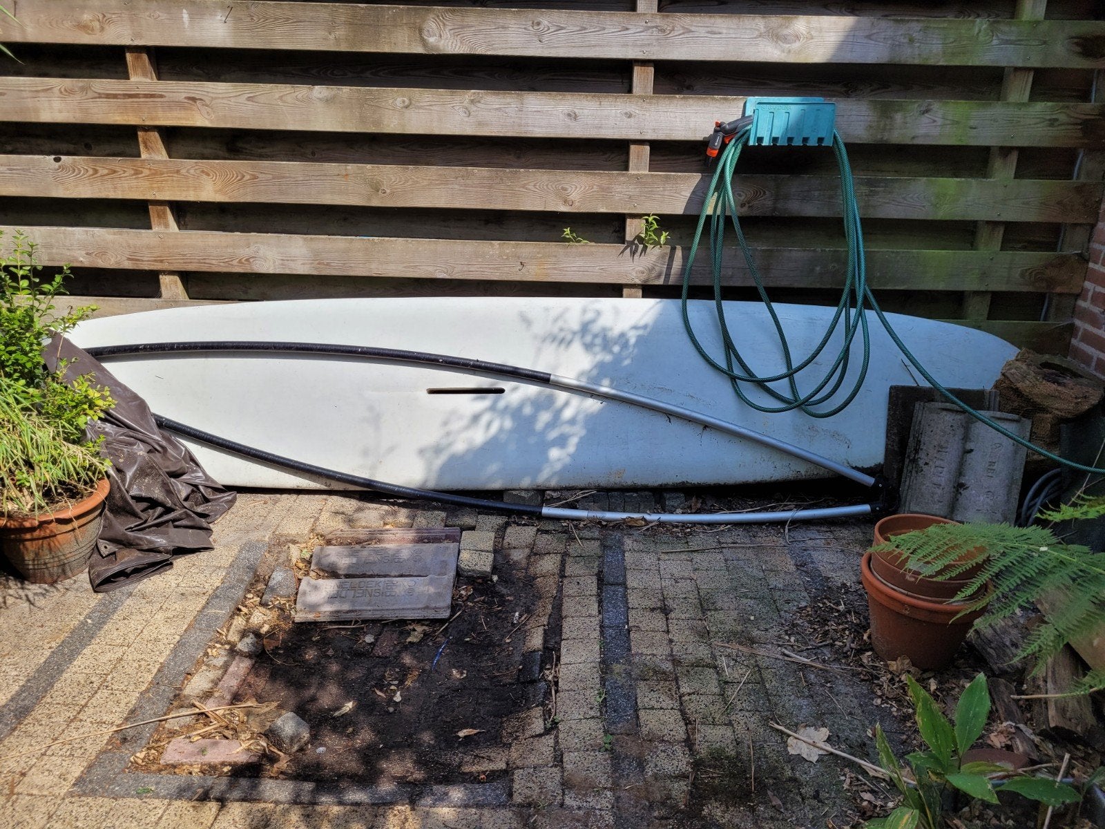 Ten Cate surfplank, giek en mast stamt uit jaren '80., Gebruikt, 300 cm of meer, Plank, Ophalen