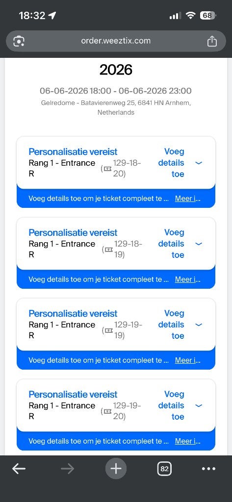 4x YE Rang 1 tickets 6 June - Kanye West, Tickets en Kaartjes, Drie personen of meer, Juni
