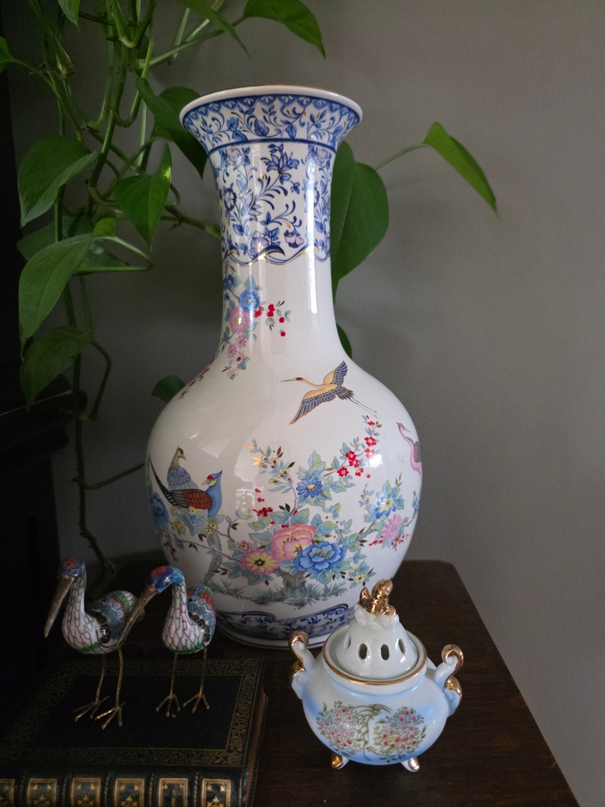 kleurrijke vaas vogels & bloemen, Ophalen of Verzenden