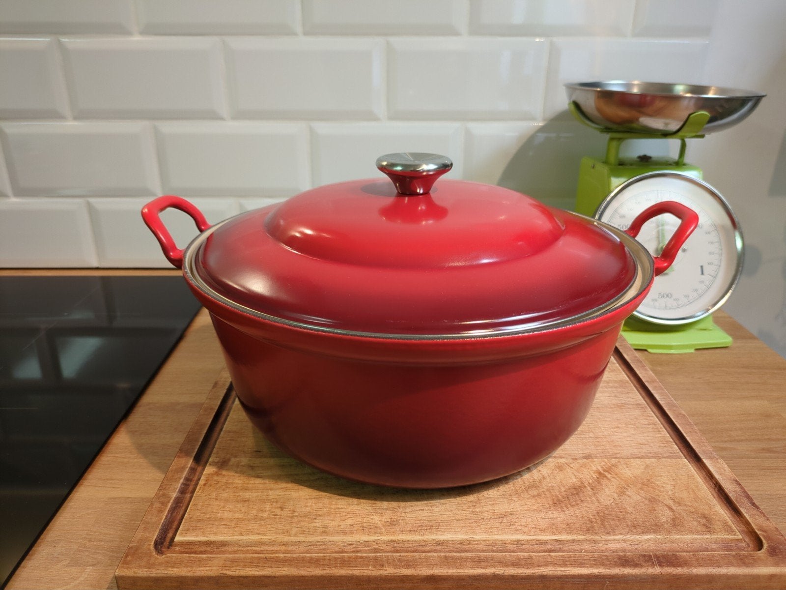 Creuset Braadpan Stoofpan 32cm, Gebruikt, Geschikt voor inductie, Le Creuset, Ophalen of Verzenden