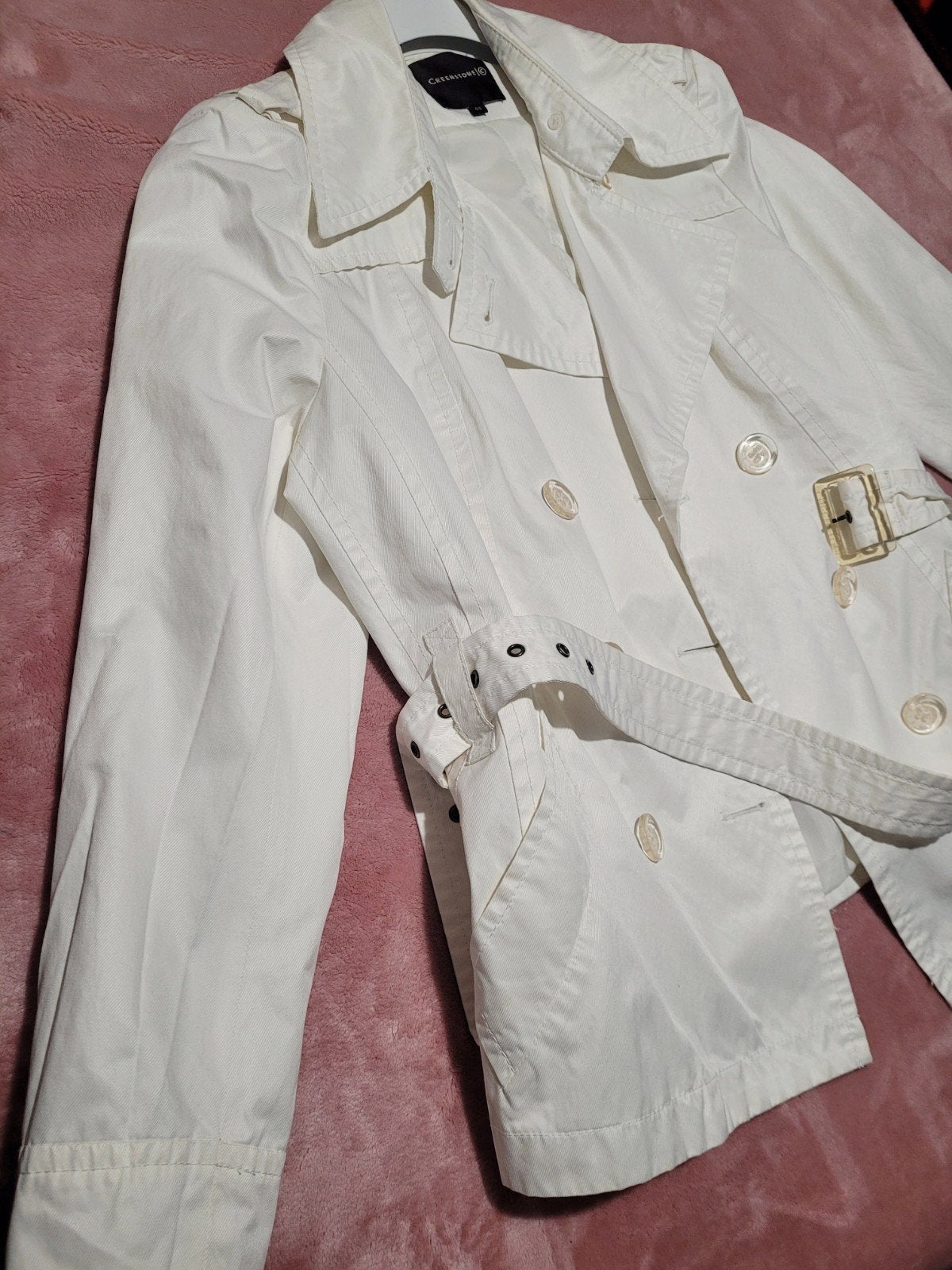 Witte Creensstone Trenchcoat Maat 44, Wit, Creenstone, Maat 42/44 (L), Ophalen of Verzenden