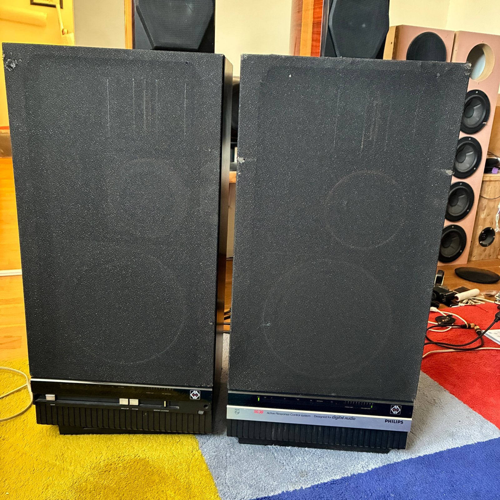 Philips 9638 Aktieve MFB Speakers, defect, Stereo speakers, Philips, Gebruikt, Ophalen of Verzenden