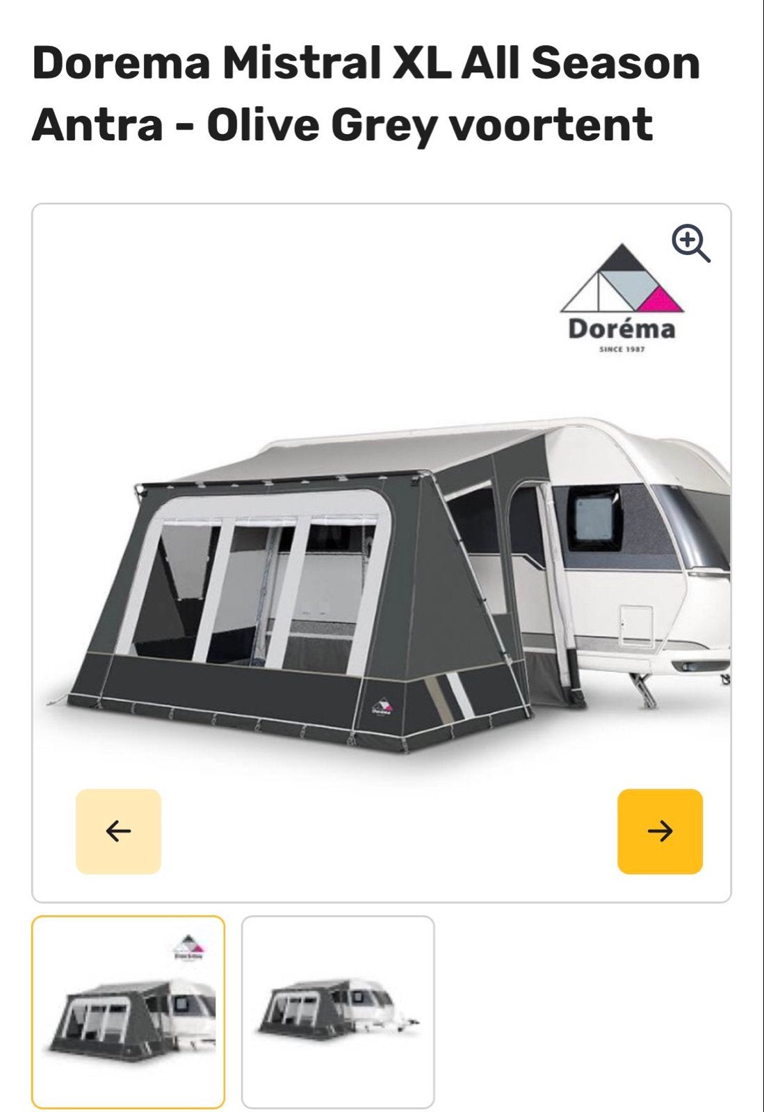 Dorema Mistral XL All Season Antra - Olive Grey voortent, Ophalen, Nieuw, Ten Cate All Season 240g/m2, Dorema