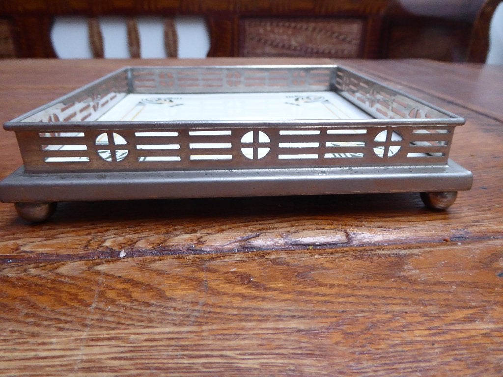 Art nouveau keramiek onderzetter, Chris van der Hoef, Ophalen of Verzenden
