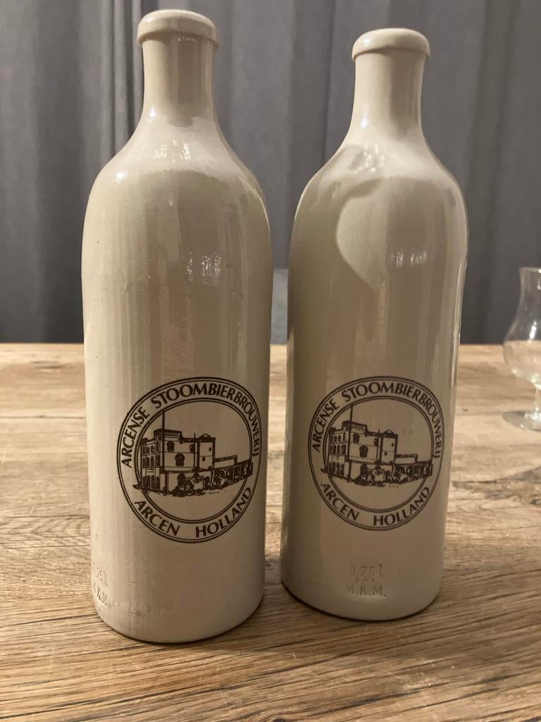 2x antieke Arcense stoombierbrouwerij kruiken 0.75L, Verzamelen, Merken en Reclamevoorwerpen, Ophalen of Verzenden, Zo goed als nieuw