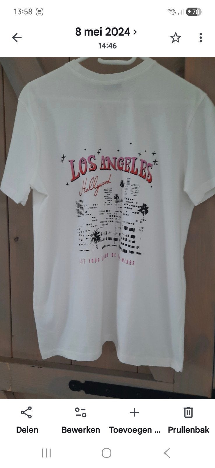 Wit t shirt met leuke opdruk, Ophalen of Verzenden, Zo goed als nieuw, Wit, Korte mouw