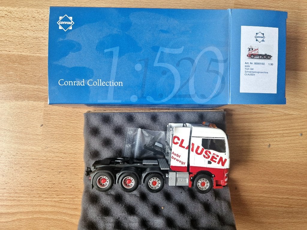 Man TGX GM truck Clausen 1:50 van Conrad, nieuw!, Hobby en Vrije tijd, Ophalen of Verzenden, Nieuw, Bus of Vrachtwagen, Conrad