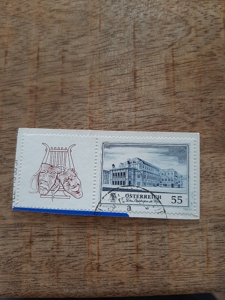 2005 Oostenrijk met tab Burgtheater in Wenen, Verzenden, Gestempeld