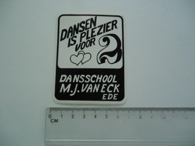 sticker oud EDE dansschool MJ V ECK dansen vintage retro, Verzamelen, Verzenden, Zo goed als nieuw, Bedrijf of Vereniging