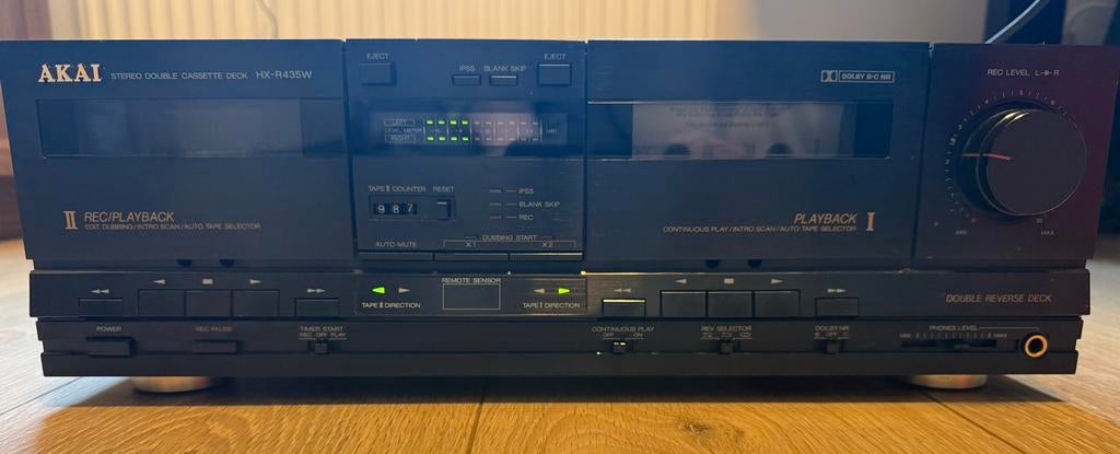 Akai HX-R435W Dubbel Cassettedeck, Ophalen of Verzenden, Dubbel, Akai, Auto-reverse