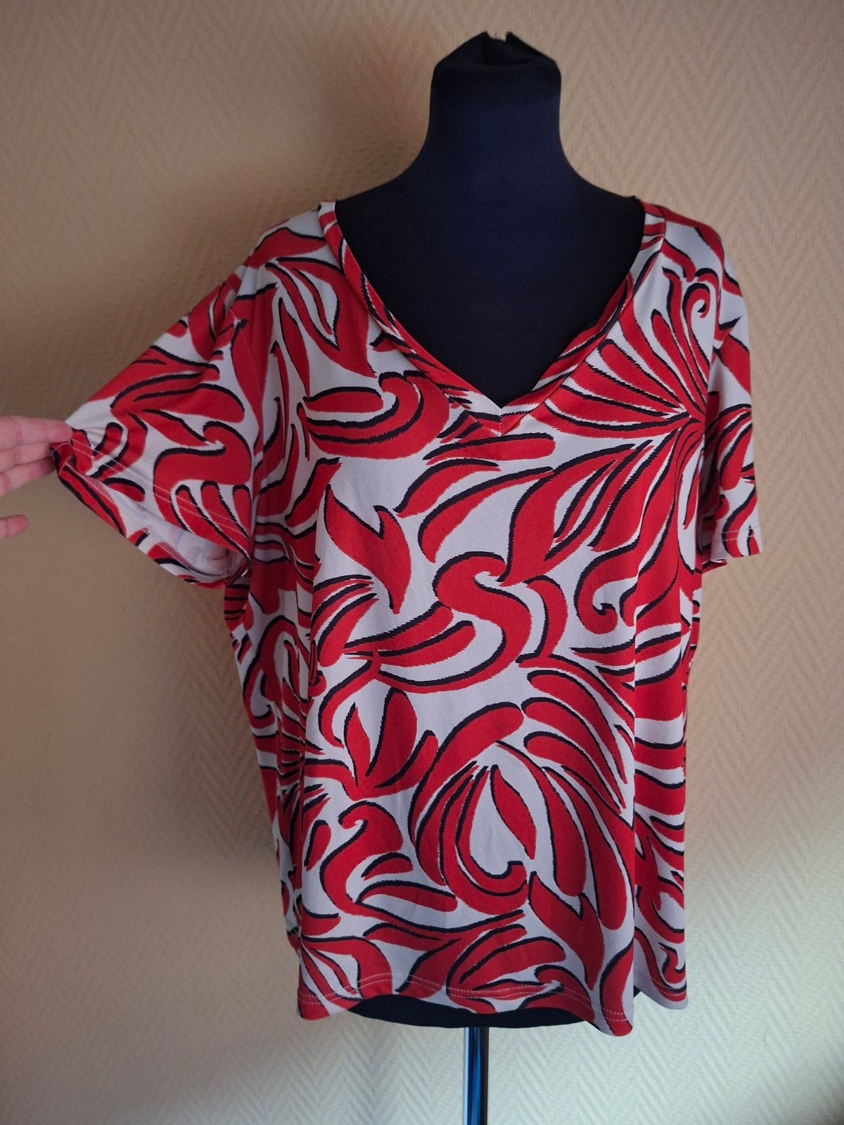 Prachtig TQ Amsterdam Shirtje - Maat 3XL, Maat 46/48 (XL) of groter, Zo goed als nieuw, Korte mouw, Rood