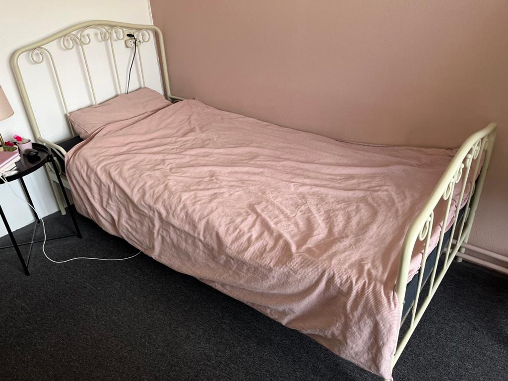Een persoons bed, Ophalen, Gebruikt, 90 cm, Eenpersoons