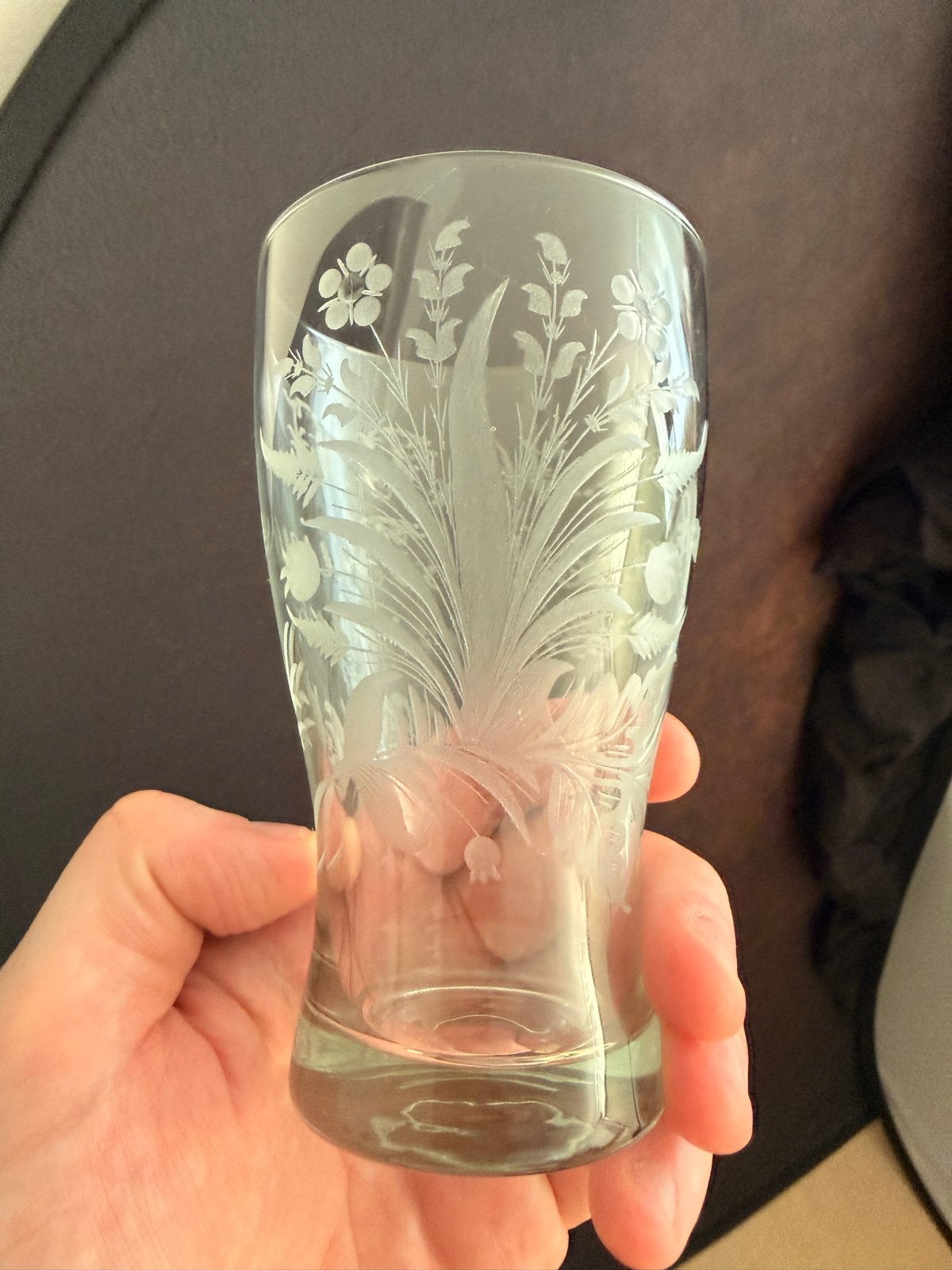 Glas met radgravure bloemmotief Nieuw-Buinen 1950, Ophalen of Verzenden