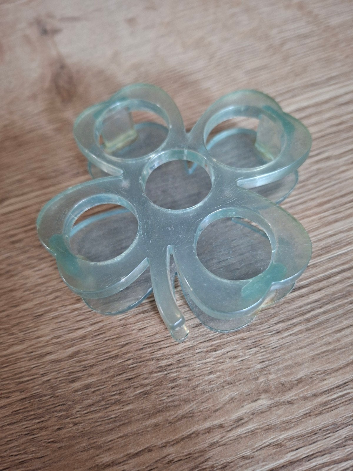 Vintage blauwe lippenstifthouder klavertje vier jaren 50/60, Ophalen of Verzenden
