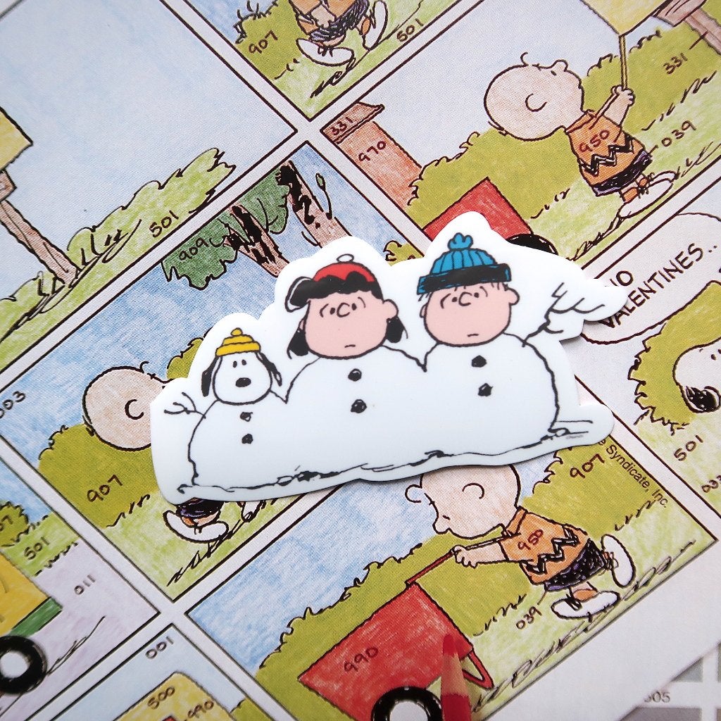Snoopy,Linus en Lucy van Peanuts strips sneeuwpop Sticker, Verzamelen, Verzenden, Snoopy, Nieuw, Plaatje, Poster of Sticker