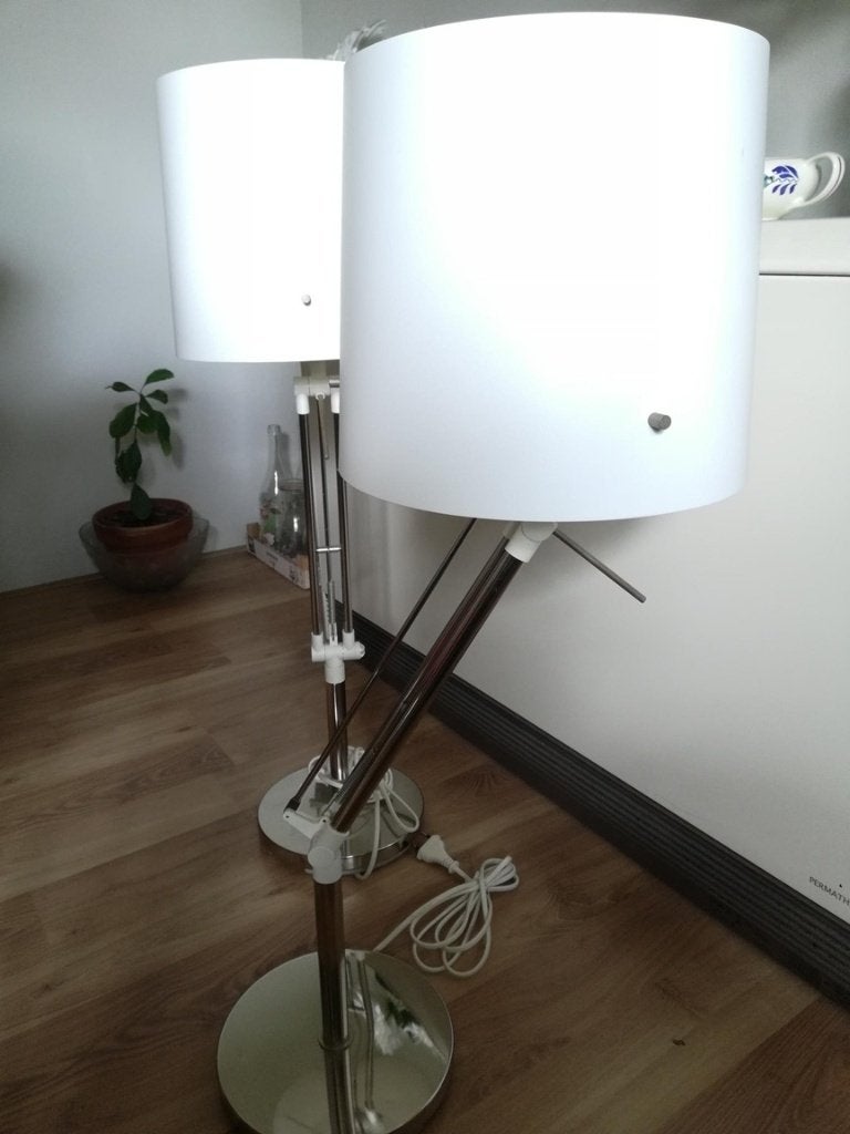 2x IKEA Lamp Samtid Vloerlamp of Bureaulamp Wit-Chroom, Ophalen, Gebruikt, Minder dan 100 cm, Modern
