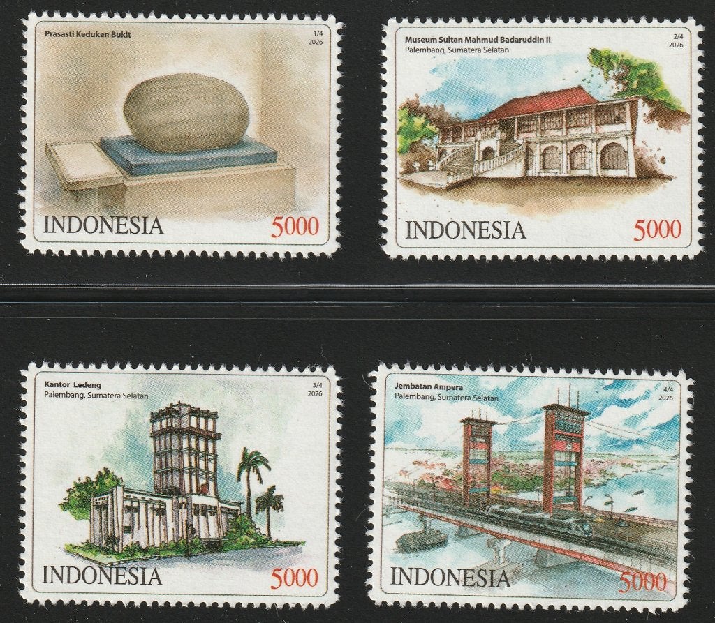 adv. 12 NIEUW Indonesië 2026 - Palembang artifacts, Ophalen of Verzenden, Postfris, Zuidoost-Azië