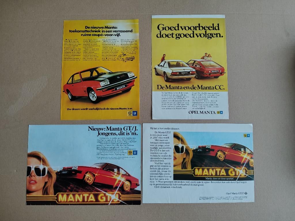 4x Reclame (uit oud tijdschrift) Opel Manta B (1980), Verzamelen, Automerken, Motoren en Formule 1, Gebruikt, Auto's, Verzenden