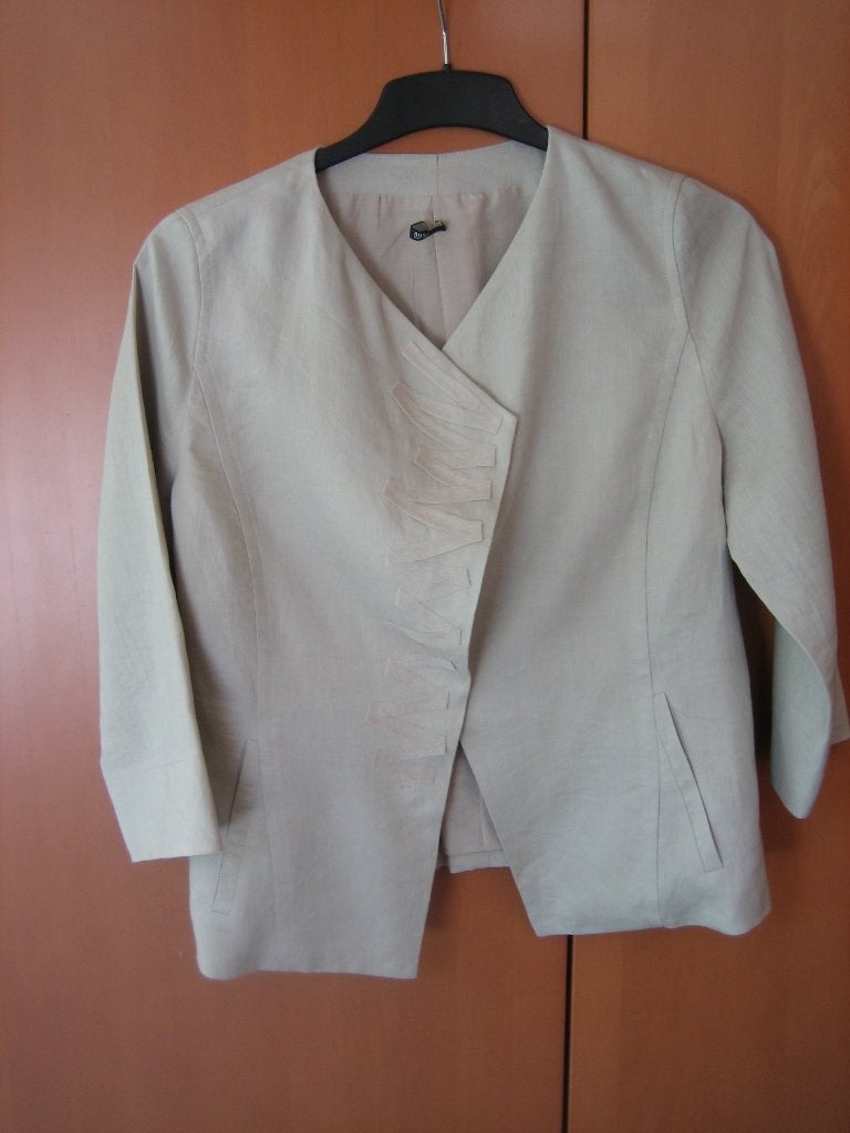Chique naturel linnen blouse-jasje HUGO BOSS 42-44 snazzeys, Hugo Boss, Beige, Maat 42/44 (L), Nieuw