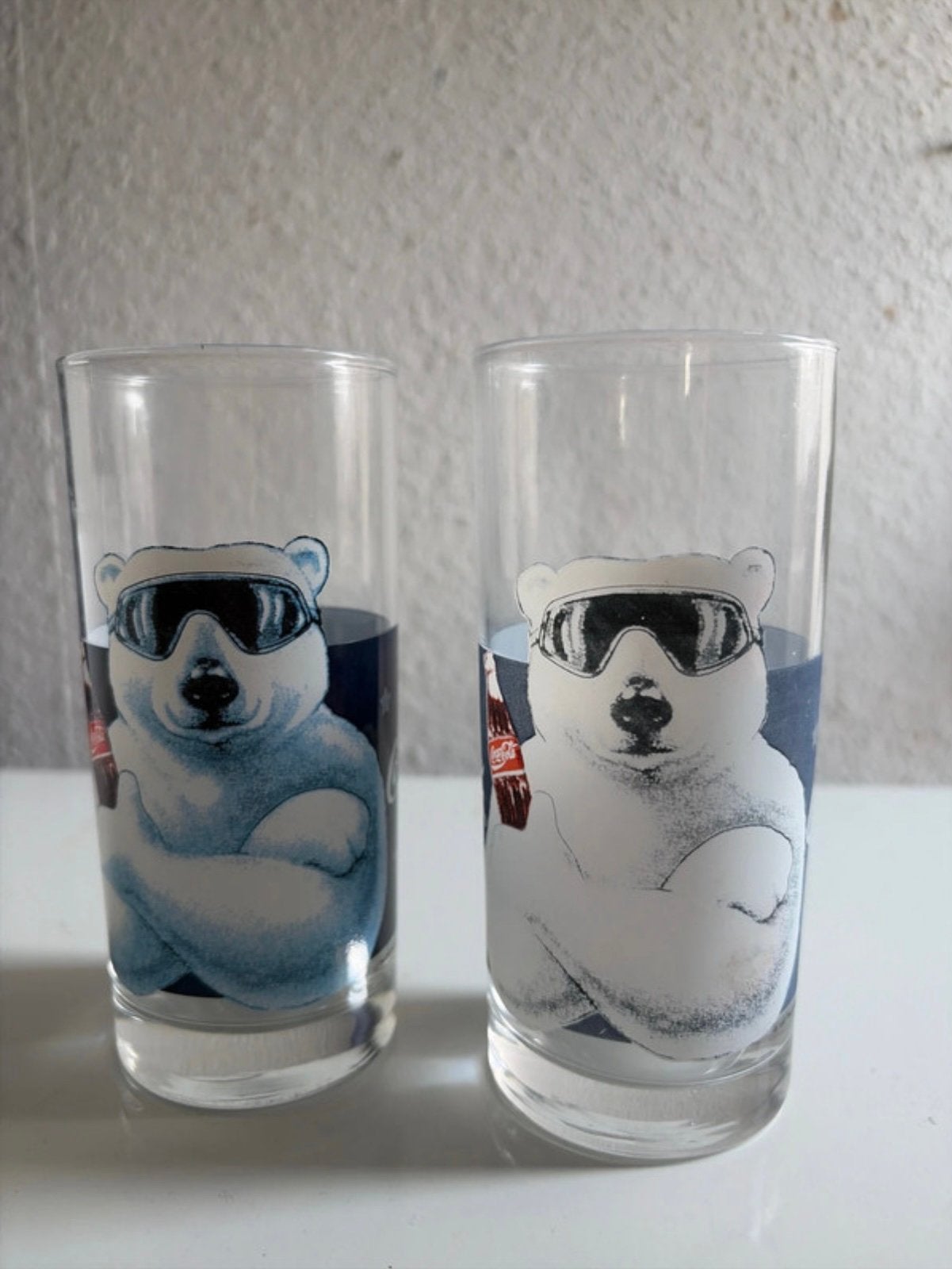 2 Coca-Cola ijsbeer glazen, Verzamelen, Ophalen of Verzenden, Gebruikt, Frisdrankglas