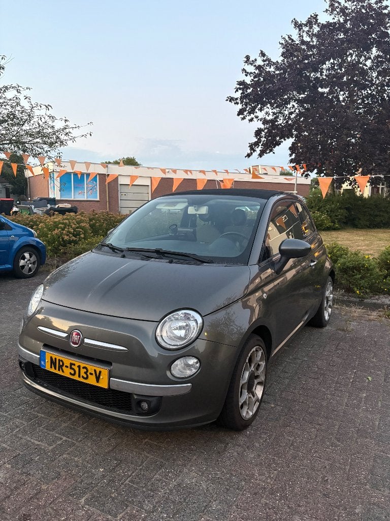 Fiat 500 cabrio grijs, Auto's, Fiat, 4 cilinders, Cabriolet, Leder en Stof, Handgeschakeld