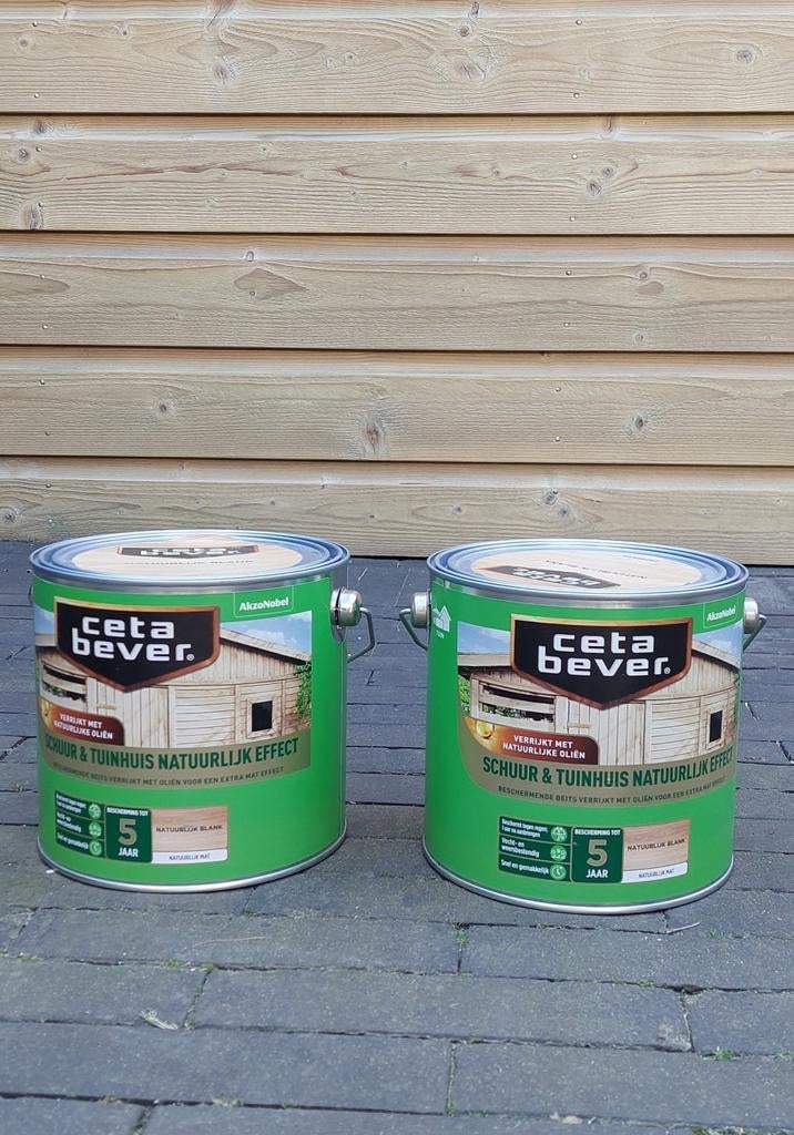 Cetabever Schuur & Tuinhuis beits 2 blikken à 2,5 liter, Ophalen of Verzenden, Beits