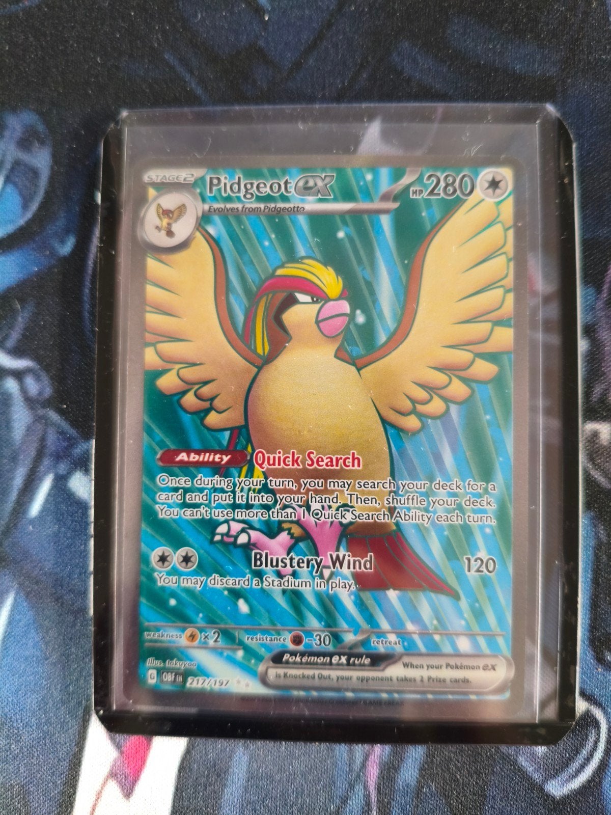 Pokemon kaart Pidgeot ex (OBF 217), Ophalen of Verzenden, Zo goed als nieuw, Losse kaart, Foil