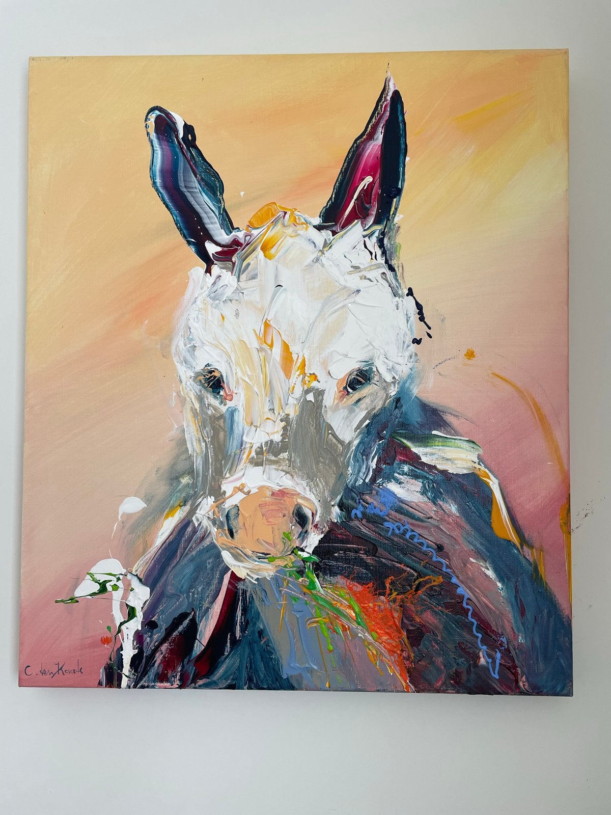 schilderij: ezeltje, Antiek en Kunst, Kunst | Schilderijen | Klassiek, Ophalen, Doek, Expressionistisch, Dieren