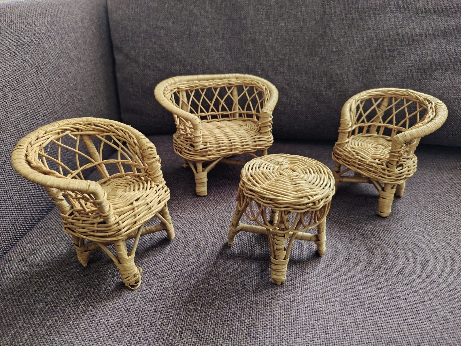 Rotan vintage meubeltjes voor Barbie of poppenhuis, Ophalen of Verzenden, Gebruikt, Toebehoren