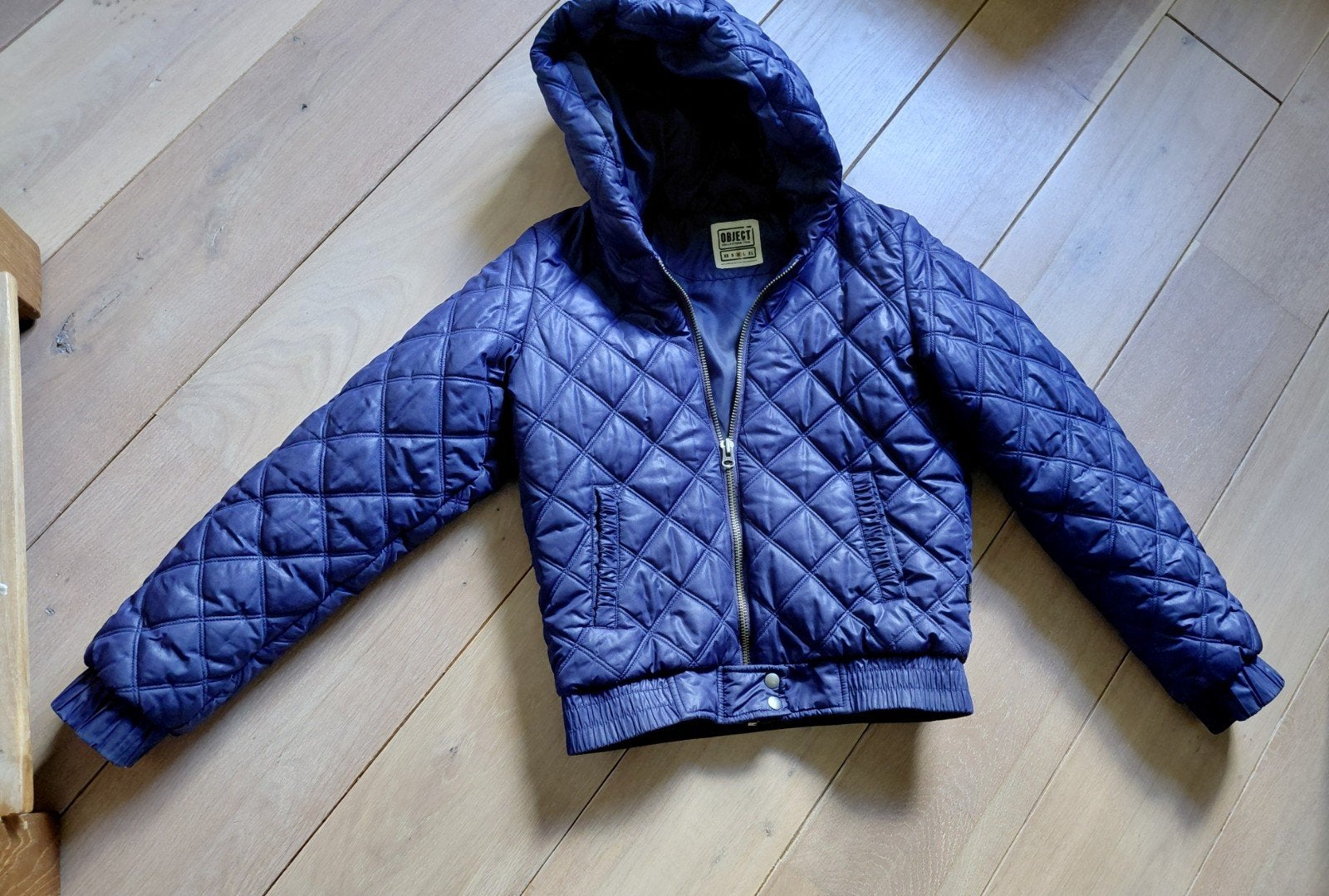 als nieuw Donkerblauw stoere OBJECT ds winterjas mt M, Maat 38/40 (M), Blauw, Object, Ophalen of Verzenden