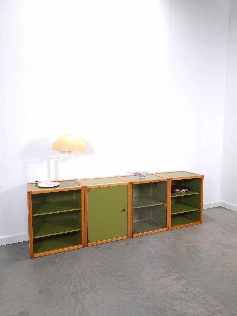 Design Flötotto Profilsystem Modulaire Kast, 4 Delen, Groen, Vintage modulaire kast, Ophalen of Verzenden, Glas, 200 cm of meer
