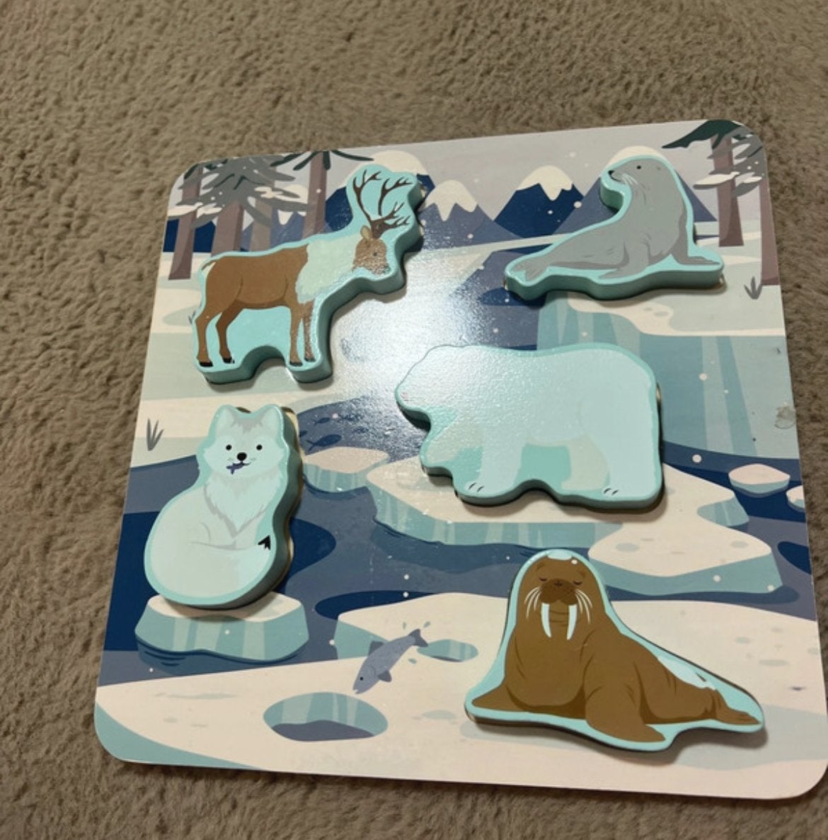 Nieuw Houten Dieren Puzzel - Arctische Dieren, 2 tot 4 jaar, Nieuw, Ophalen of Verzenden, Van hout