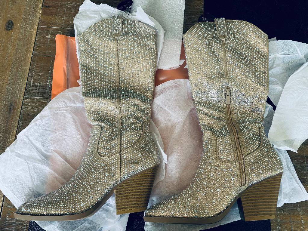 Glitter cowboy laarzen mt 38, Kleding | Dames, Schoenen, Ophalen, Hoge laarzen, Overige kleuren, Nieuw