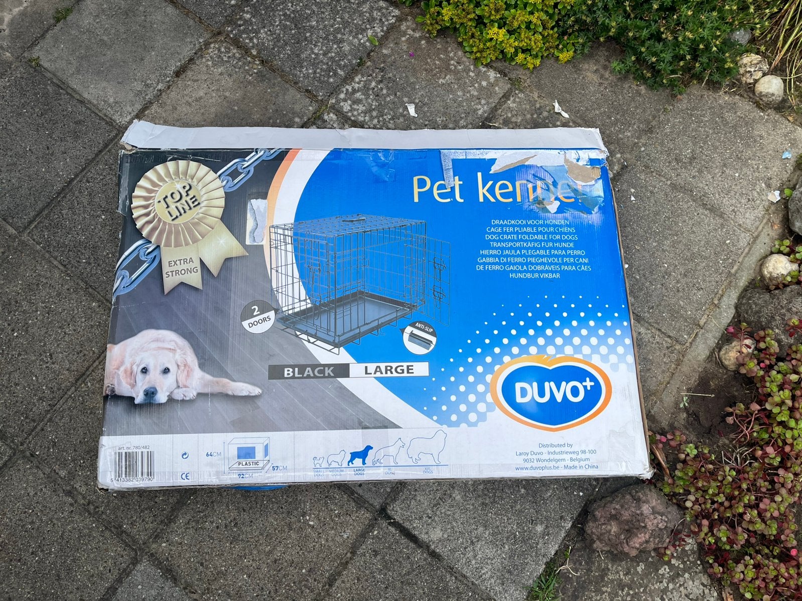 Een large honden bench - zwart, Ophalen, Gebruikt